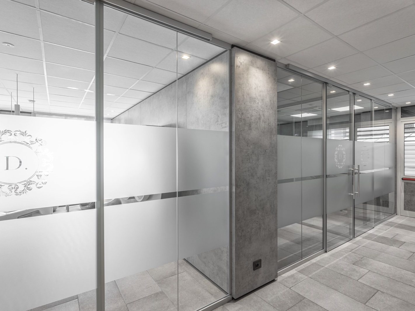 Vista Laterale delle Pareti in Vetro.